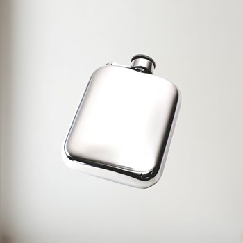 6oz Plain Pewter Pocket Flask With Captive Top 6oz Plain Pewter Pocket Flask with Captive Top