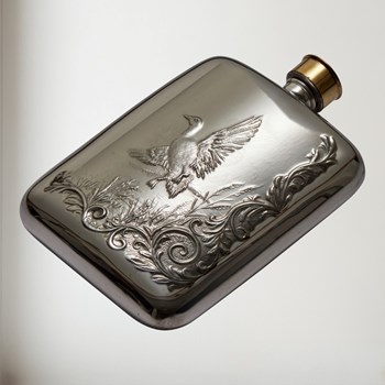 6oz Mallard Embossed Pewter Pocket Flask
