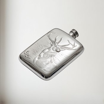 6oz Monarch of the Glen Pewter Pocket Flask 6oz Monarch of the Glen Pewter Pocket Flask