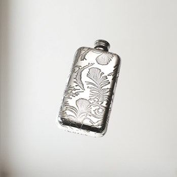 Small Peacock Pewter Pocket Flask