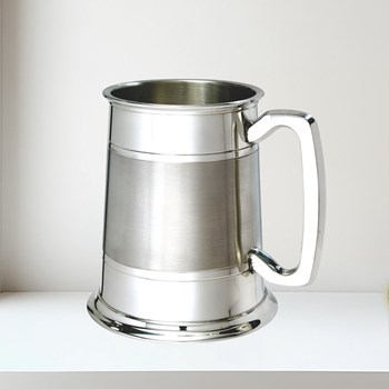 Part Satin Standard One Pint Lined Pewter Tankard Part Satin Standard 1 pint Lined Pewter Tankard
