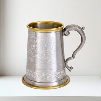 Brass Rim Stag Pewter Tankard | Brass Rim STAG Pewter Tankar