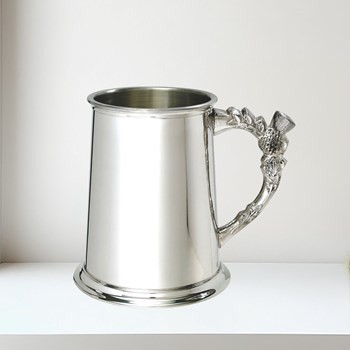 Thistle Handle One Pint Pewter Tankard Thistle handle 1 pint pewter tankard