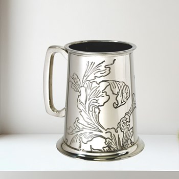 Acanthus Pattern Pewter 1 Pint Tankard