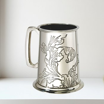 Acanthus Pattern Pewter 1 Pint Tankard