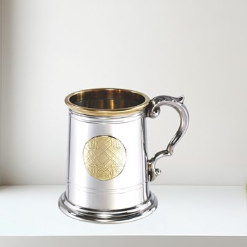 Half pint celtic gold pewter tankard