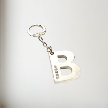 Initial B Touchmarked Pewter Keyring
