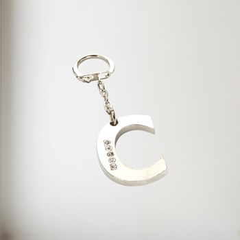 Initial C Touchmarked Pewter Keyring