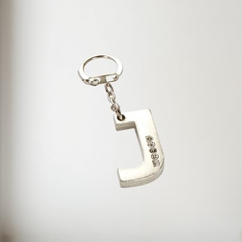 Initial J Touchmarked Pewter Keyring KEYRING-J