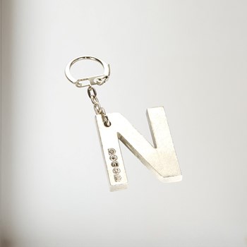 Initial N Touchmarked Pewter Keyring