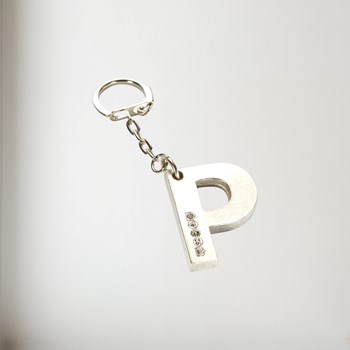 Initial P Touchmarked Pewter Keyring