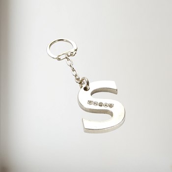 Initial S Touchmarked Pewter Keyring KEYRING-S