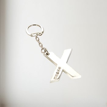 Initial X Touchmarked Pewter Keyring KEYRING-X