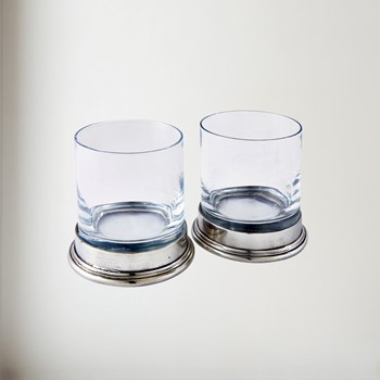 Pewter & Glass Double Old Fashioned Glass Pewter & Glass Double Old Fashioned Glass