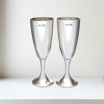 Pair of Polished Pewter Celebration Flutes