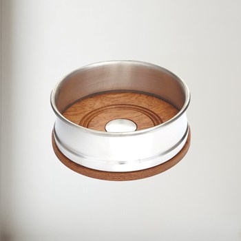 Wood And Pewter Small Bottle Coaster Small Wood and Pewter Bottle Coaster