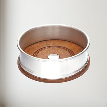 Wood And Pewter Large Bottle Coaster Large Wood and Pewter Bottle Coaster