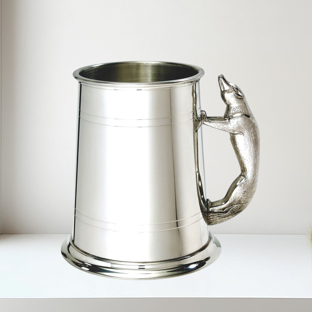 Fox Handle 1 pint pewter Tankard