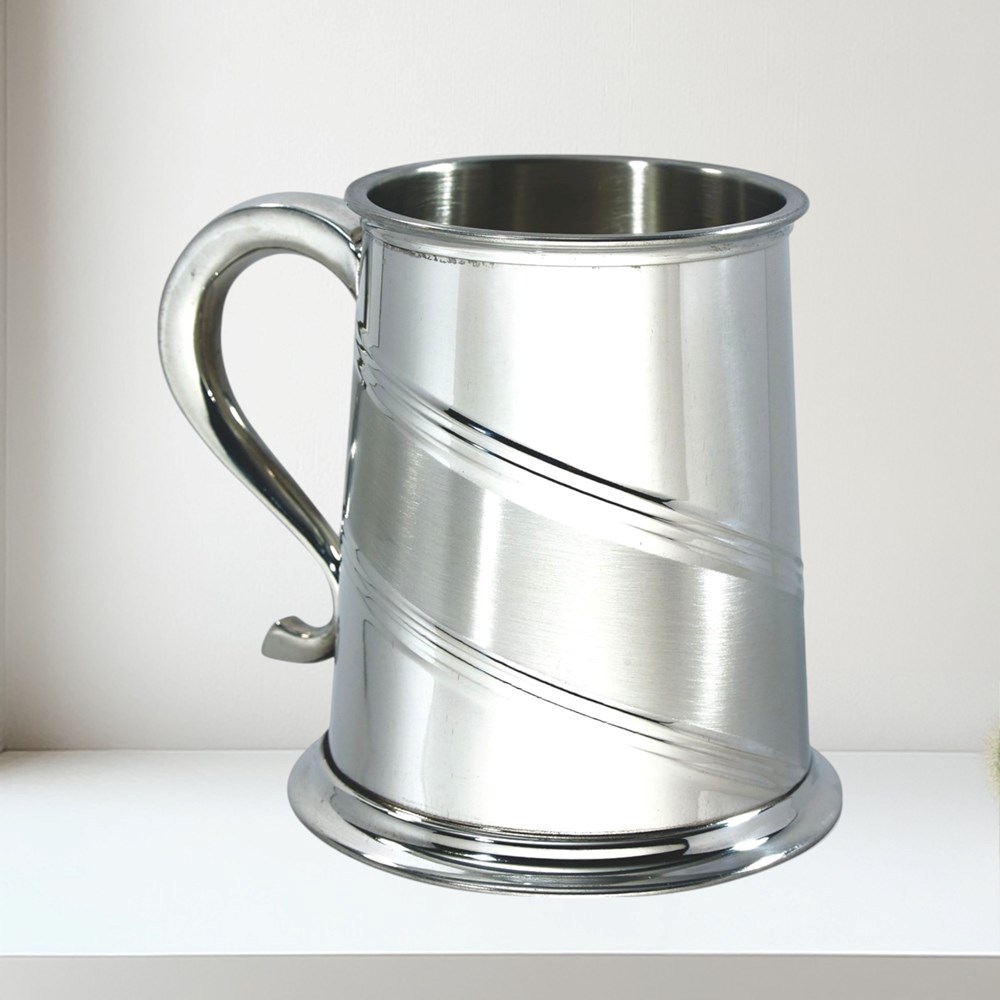 Diagonal Stripe One Pint Pewter Tankard Diagonal Stripe 1 Pint Pewter Tankard