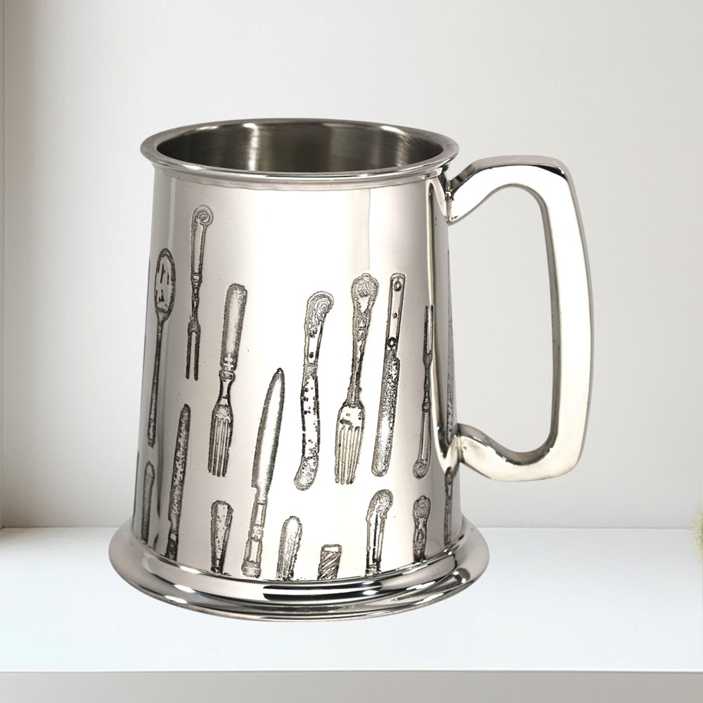 Knife Fork Spoon One Pint Pewter Tankard Knife Fork Spoon 1 pint Pewter Tankard