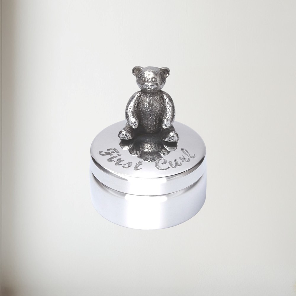 First Curl Teddy Pewter Trinket Box