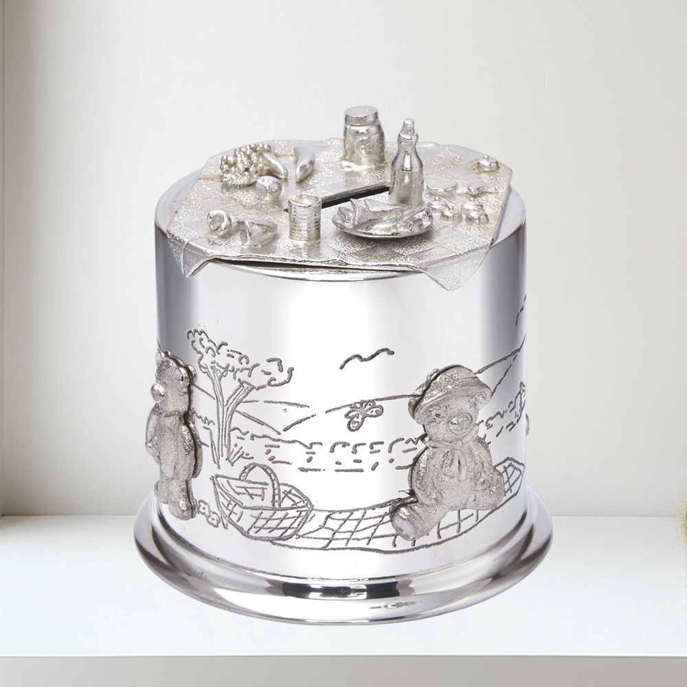 Pewter Teddy Bears Picnic Money Box Pewter Teddy Bears Picnic Money box