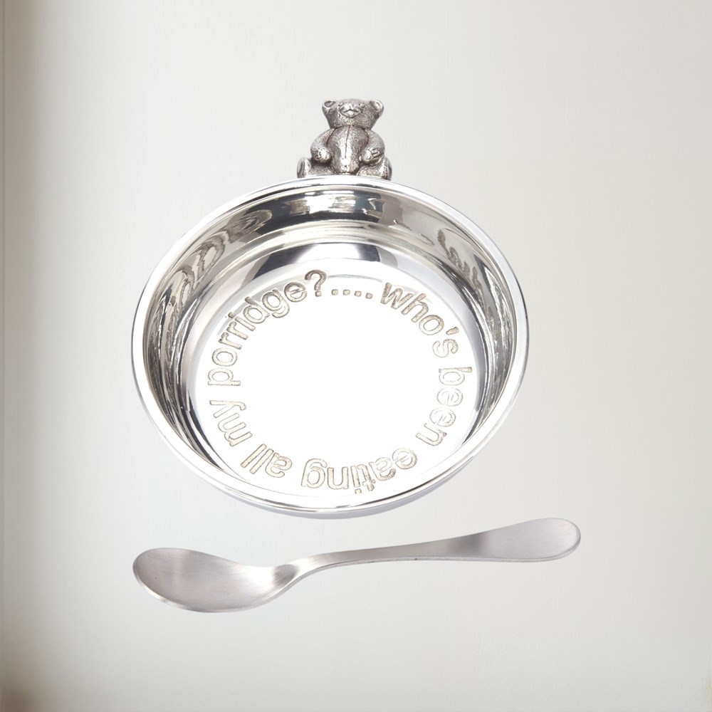Pewter Teddy bear "Whos Been Eating All My Porridge" Porringer Pewter Teddy bear "Whos Been Eating All My Porridge" Porringer