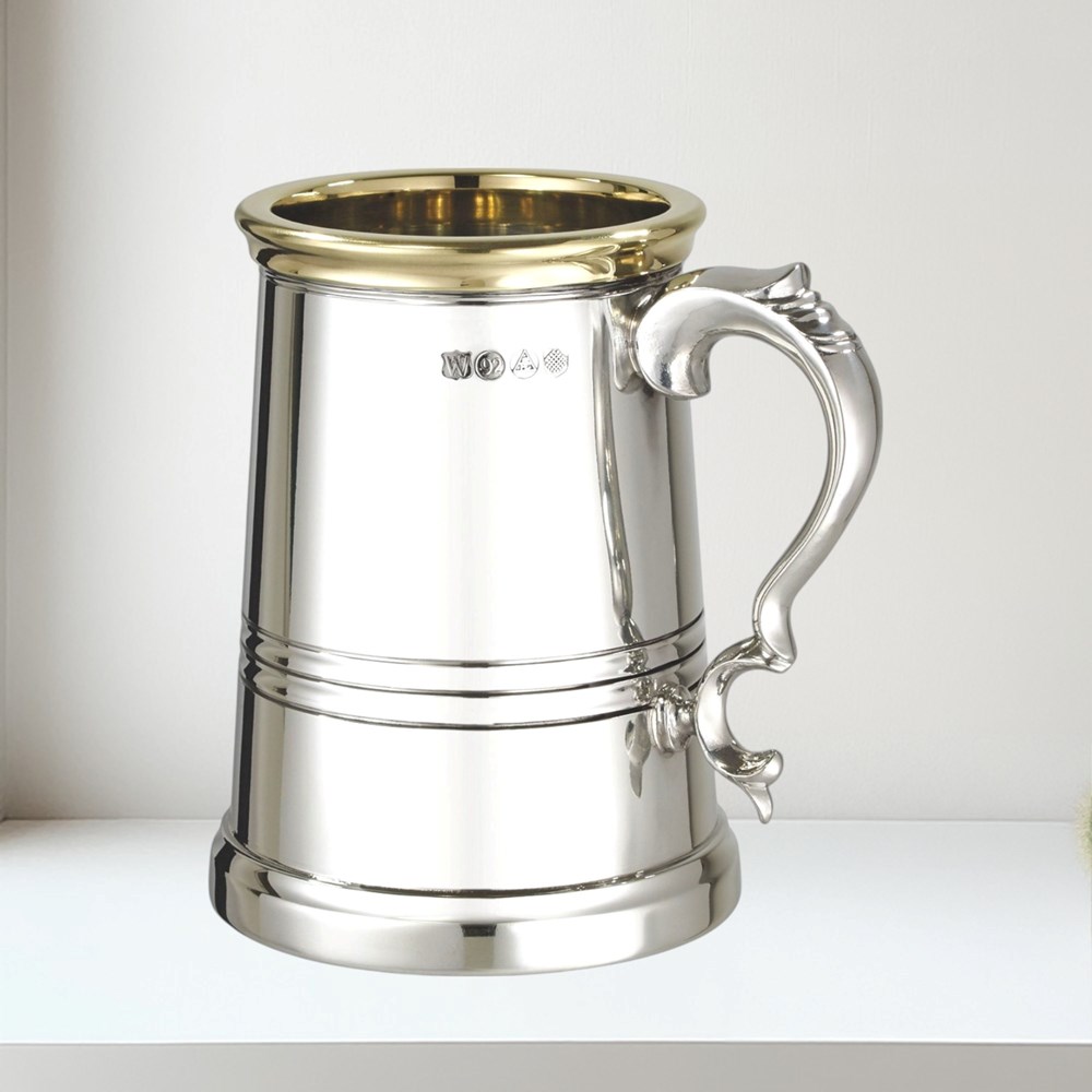 419X Brass Worcester X Range Extra Heavy Pewter Tankard