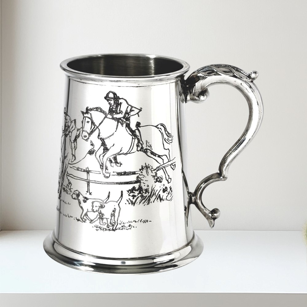 Hunting Scene 1 pint pewter Tankard