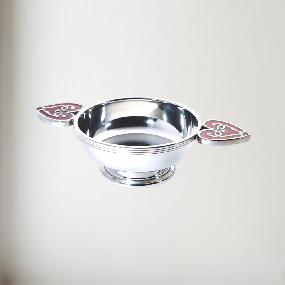 Large Red Heart of the highlands pewter quaich
