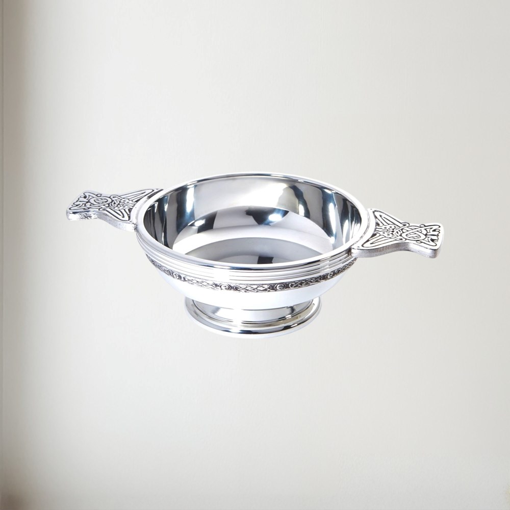 Large Celtic band Pewter quaich