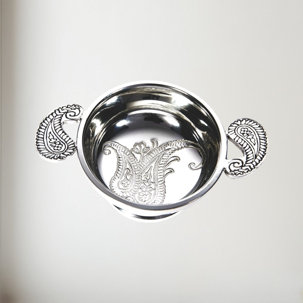 Small Paisley Pewter Quaich Small Paisley pewter quaich
