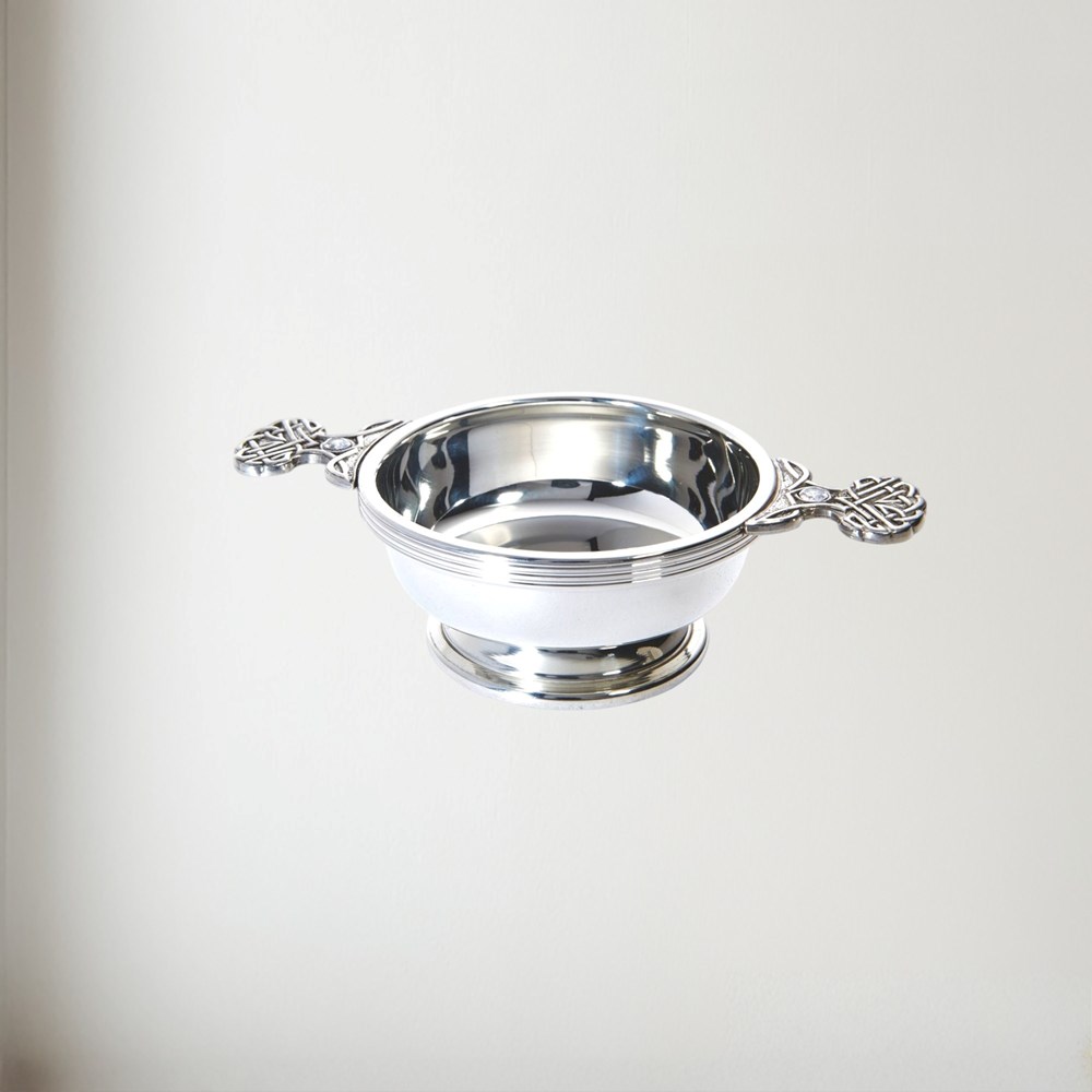 Birthstone pewter quaich April with Cubic Zicorna stones