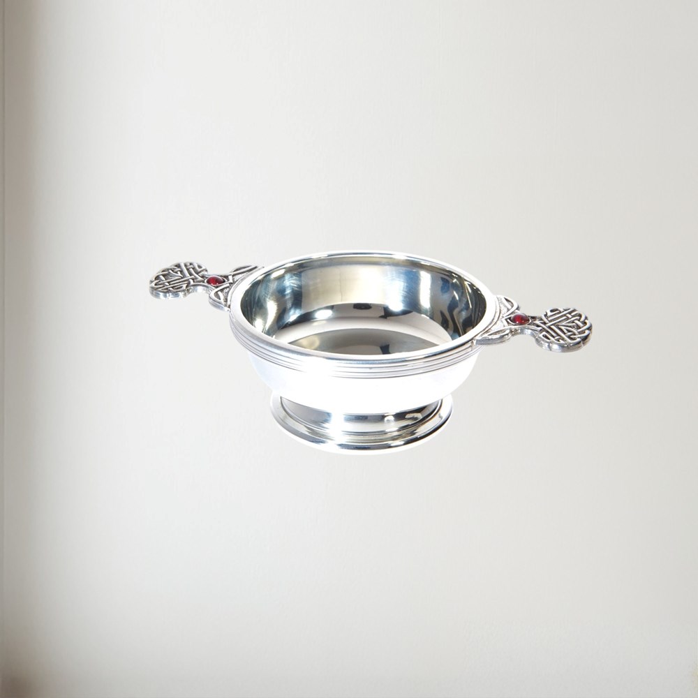 Birthstone Pewter Quaich January With Garnet Stones Birthstone pewter quaich January with Garnet Stones