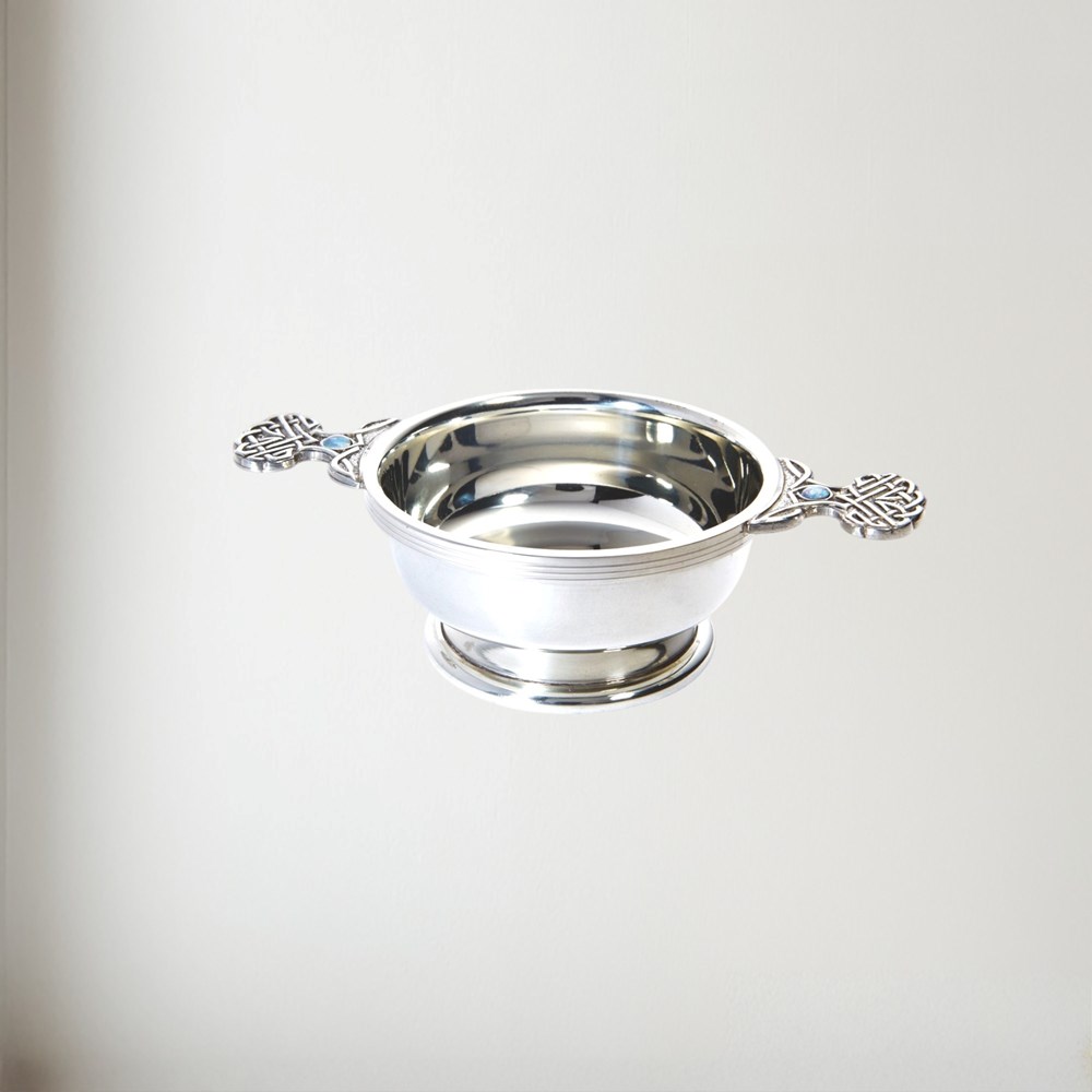 Birthstone Pewter Quaich June With Pearl Stones Birthstone pewter quaich June with pearl stones