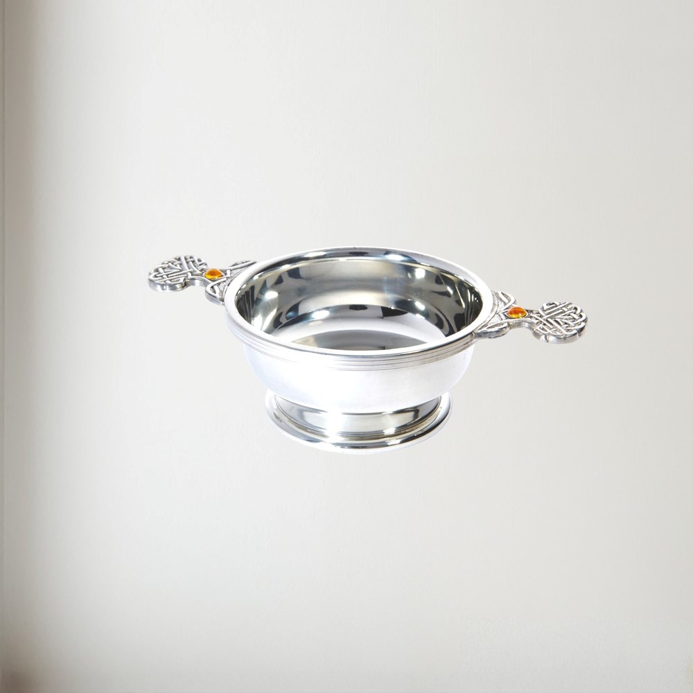 Birthstone pewter quaich November with Topaz Stones