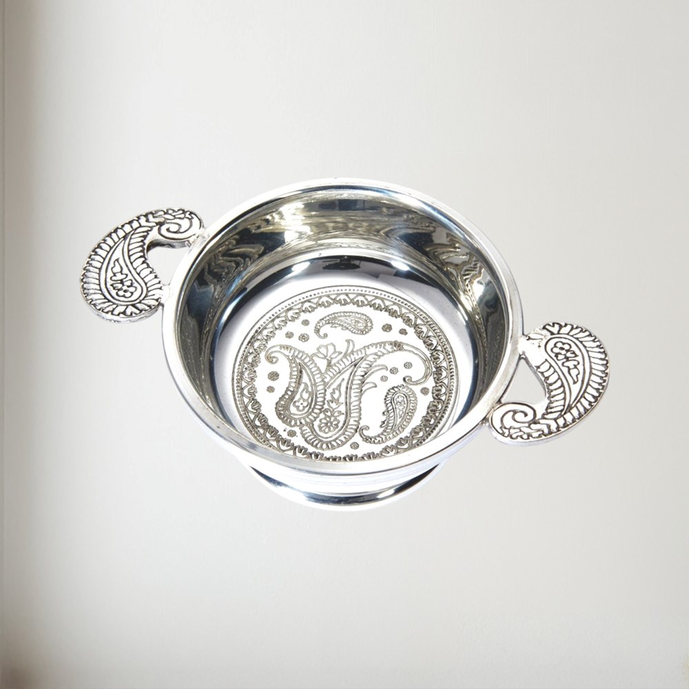 Standard Paisley Pewter Quaich Standard paisley pewter quaich