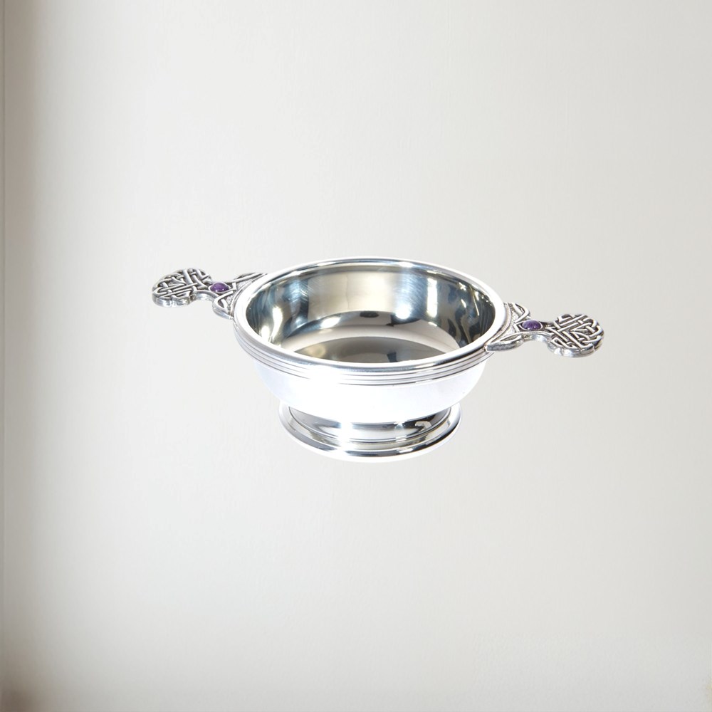 Birthstone Pewter Quaich February With Amethyst Stones Birthstone pewter quaich February with Amethyst Stones