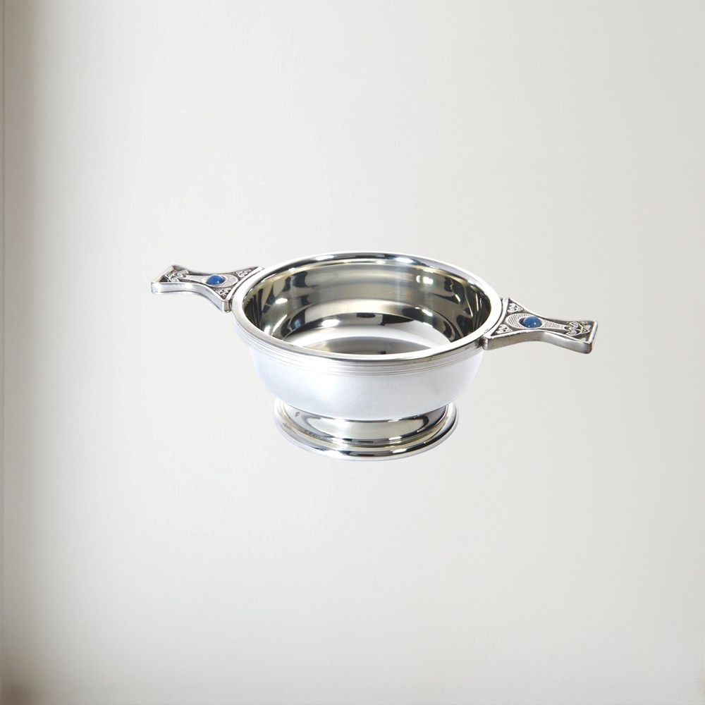 Standard gem handle pewter quaich