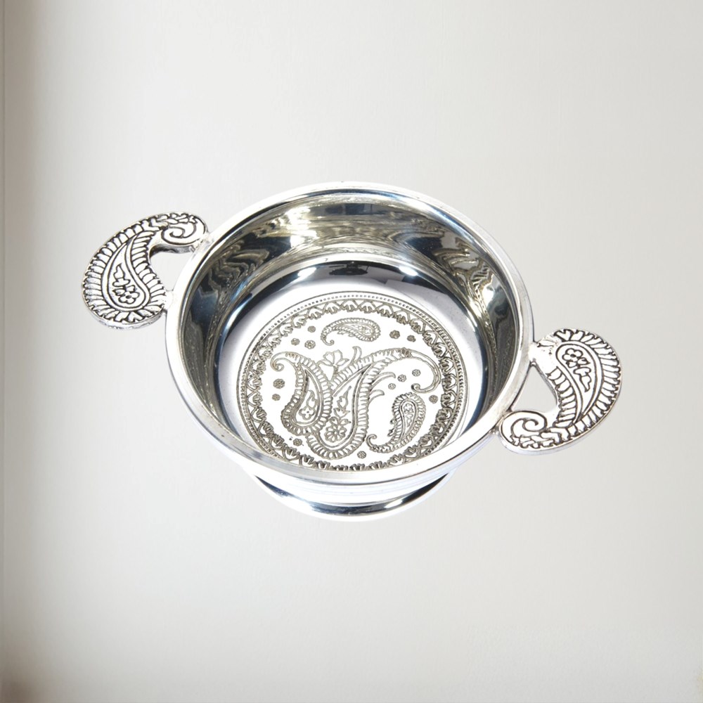 Standard Paisley Pewter Quaich Standard paisley pewter quaich