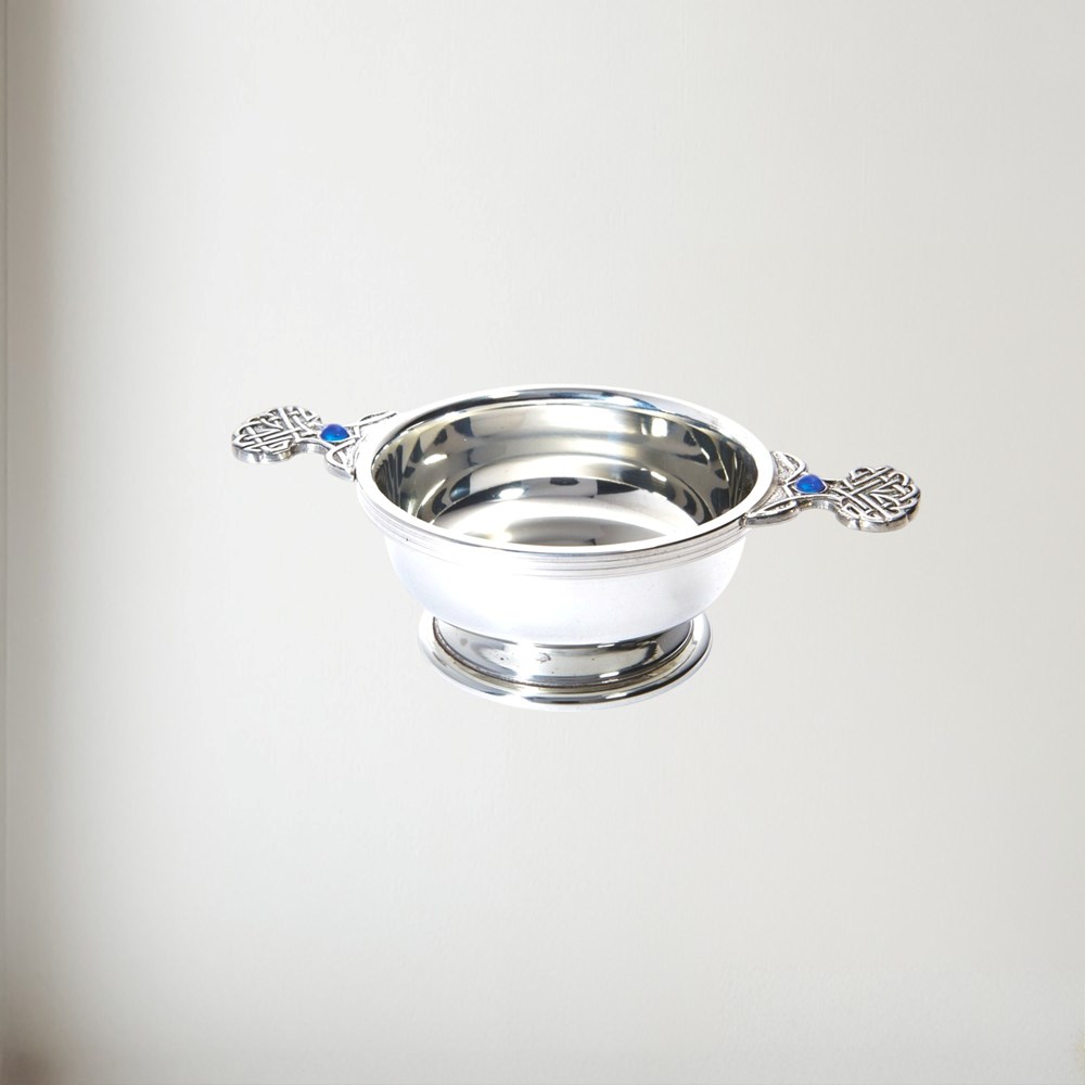 Birthstone pewter quaich september with Saphire Stones