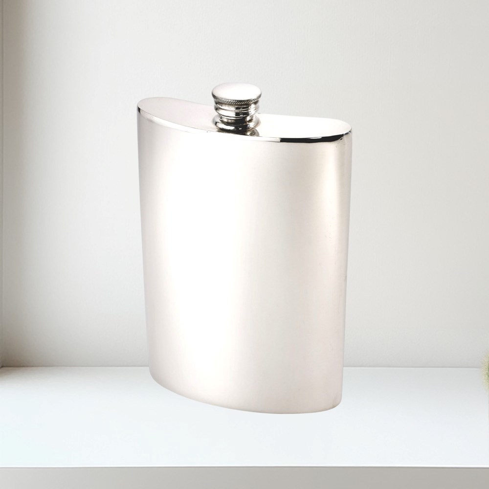 10oz Plain Pewter Kidney Hip Flask 10oz capacity pewter kidney flask