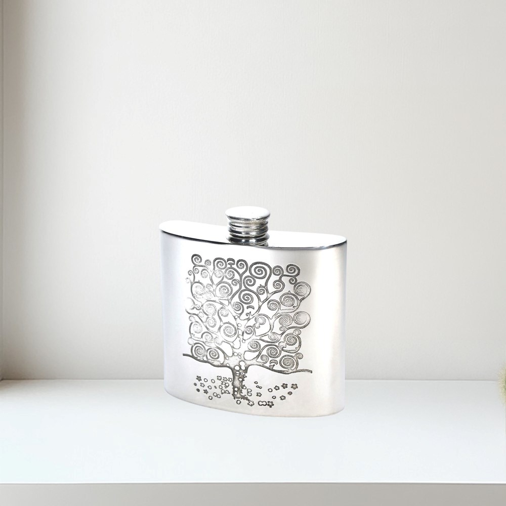 4oz Tree Of Life Tree Pewter Kidney Flask 4oz Tree of Life Tree Pewter Kidney Flask