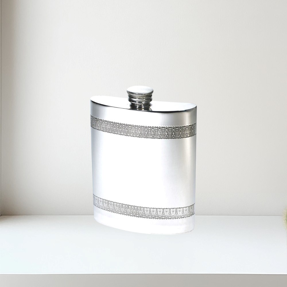 6oz Gothic Bands Pewter Kidney Hip Flask