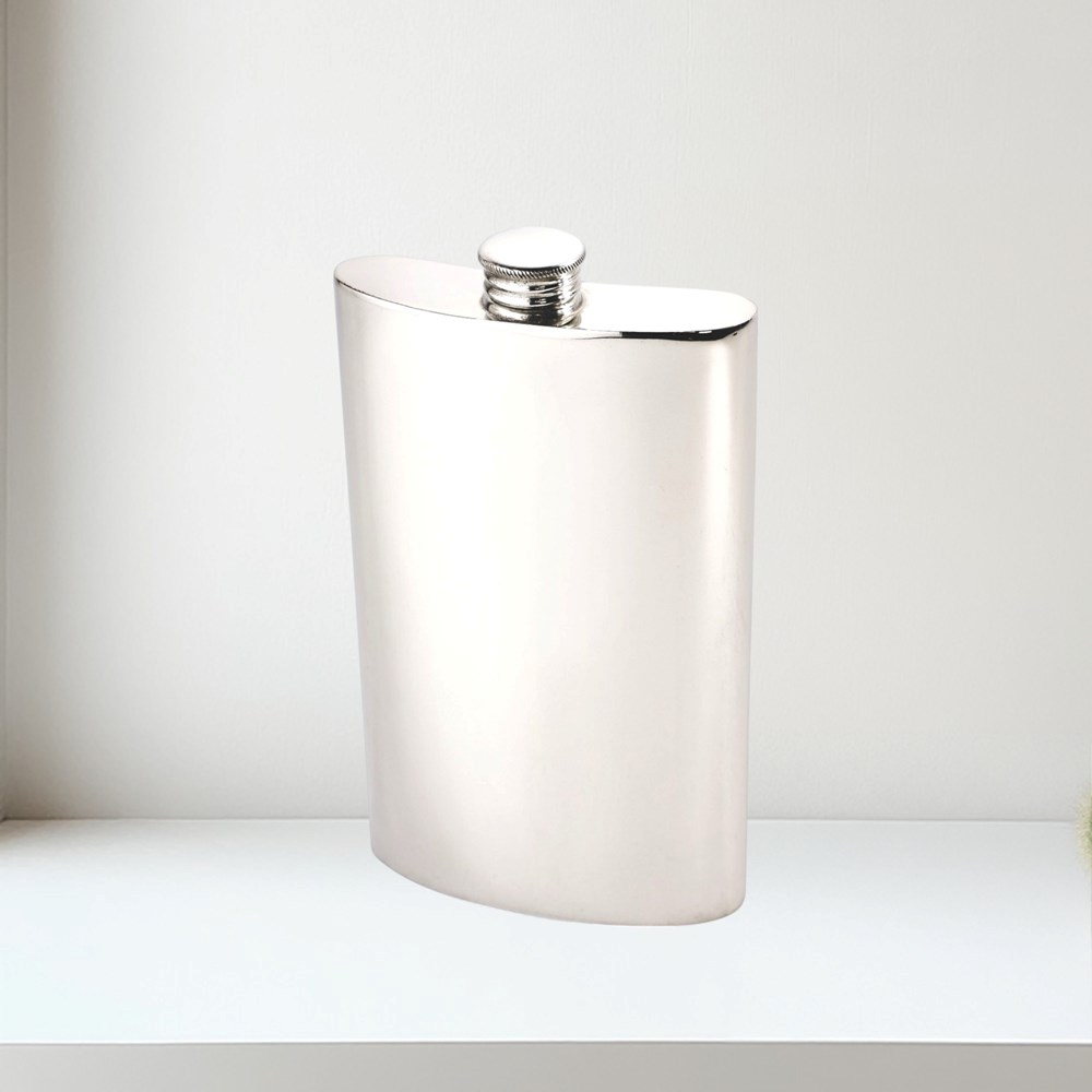 8oz Plain Pewter Kidney Hip Flask