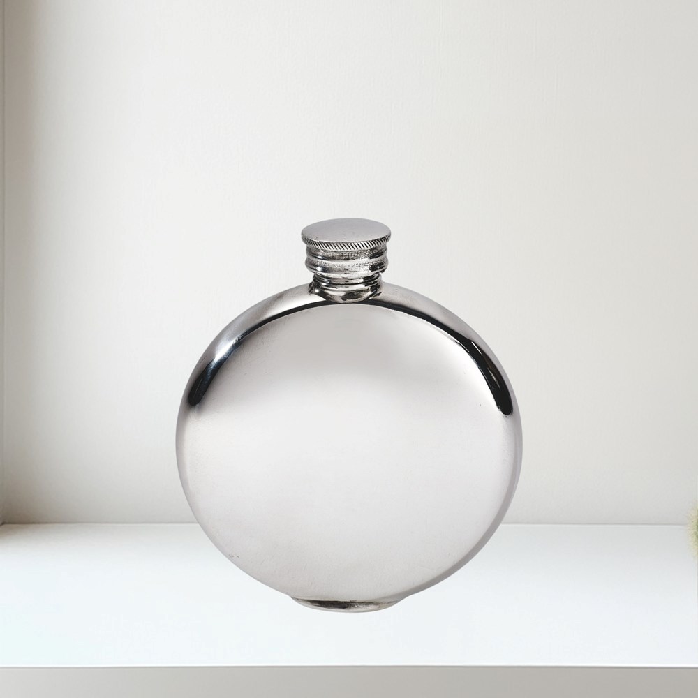 oz Round Plain Pewter Flask