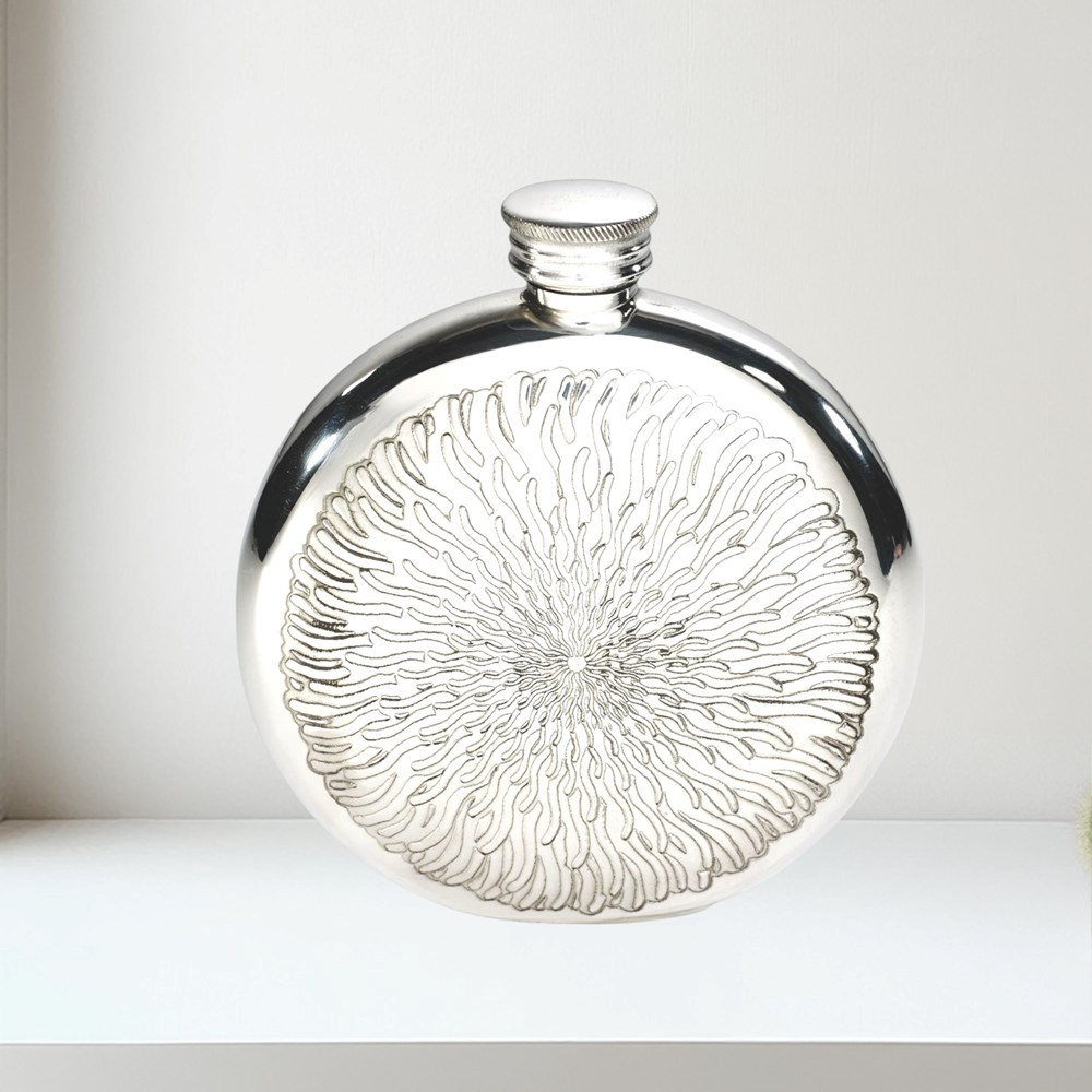 6oz Round Sunfish Pewter Flask