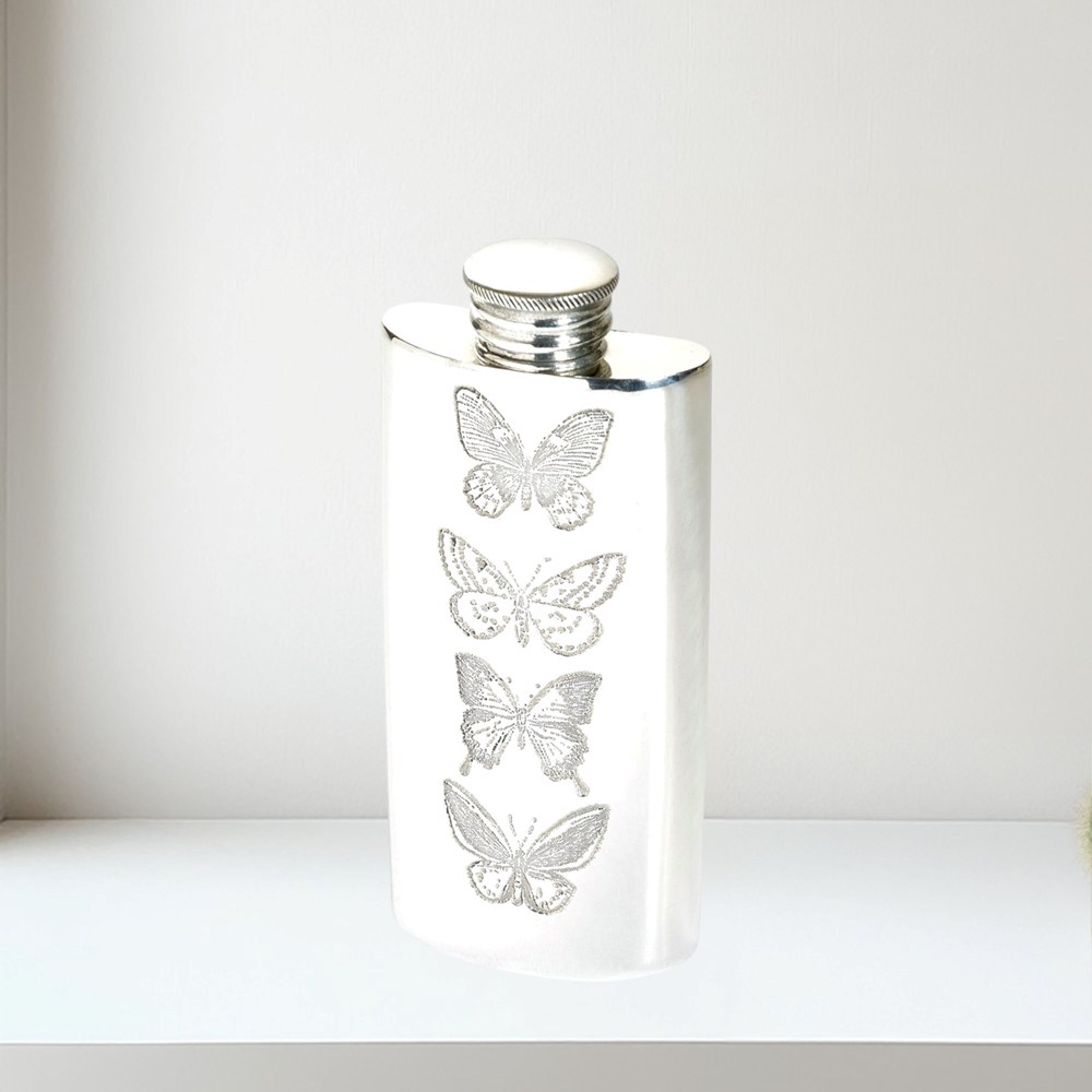 2oz Butterfly Pewter Purse Flask butterfly 2oz purse flask