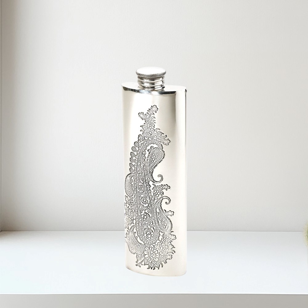 3oz Single Paisley Pewter Purse Flask 3oz Single Paisley Pewter Purse Flask