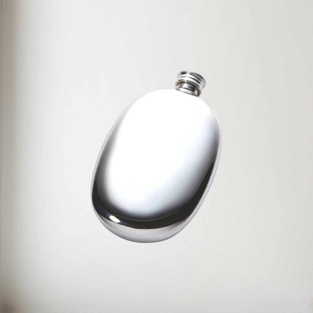 Pewter Oval Pebble Flask Pewter Oval Pebble Flask